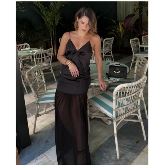 Zara Mulberry Silk Dress Black Size M - Picture 4 of 16